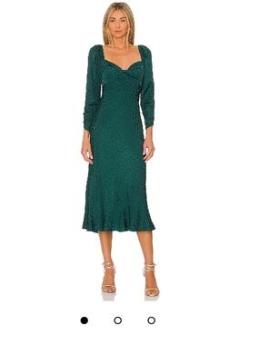 Lovers + Friends Forest Green Cheyenne  Long Sleeve Midi Dress